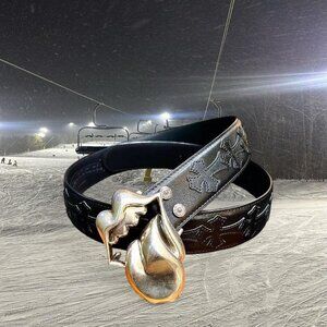 Leopard roller belt with silver hardware...